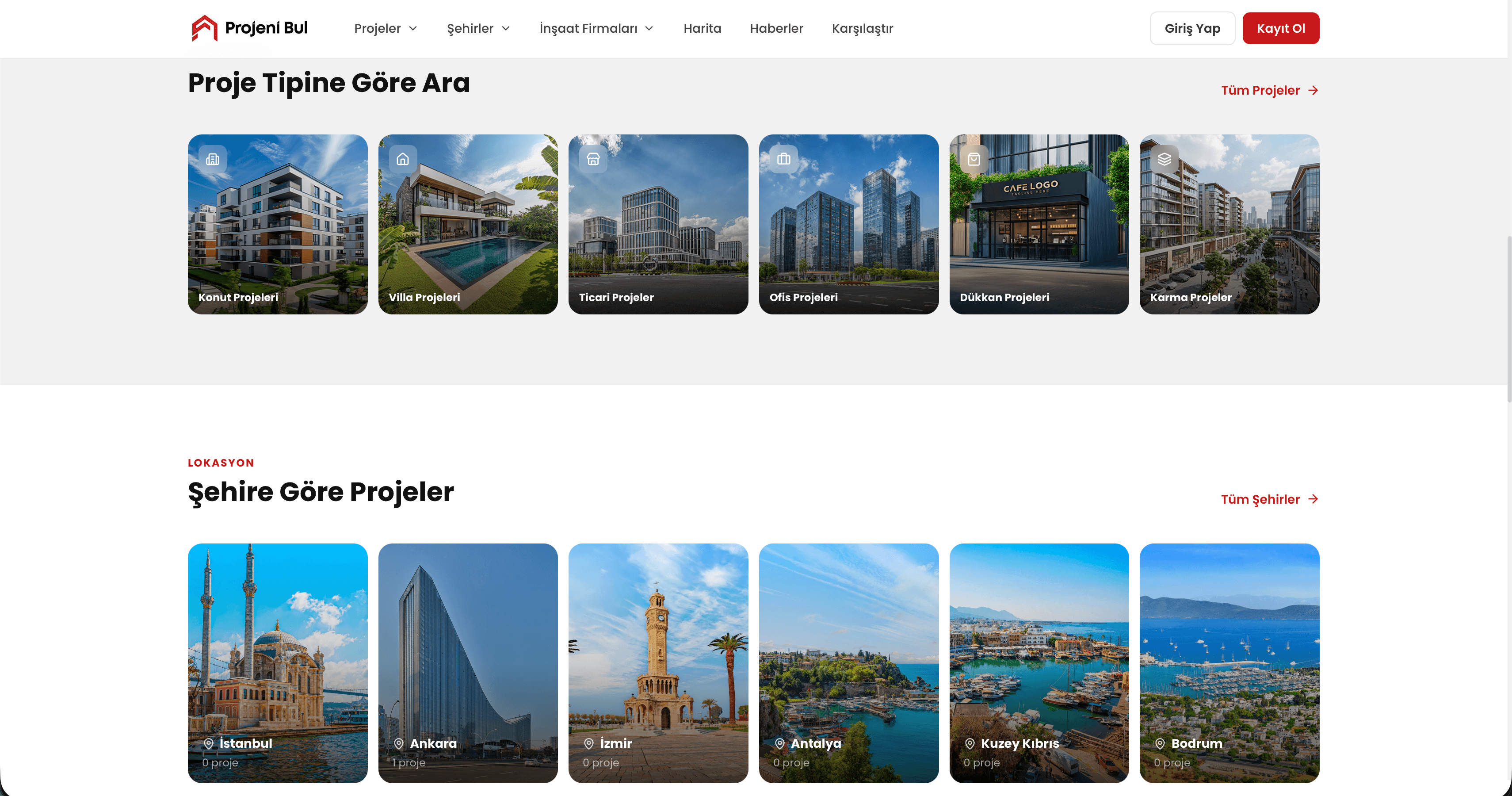 ProjeniBul - proje tipine göre arama ve şehire göre projeler